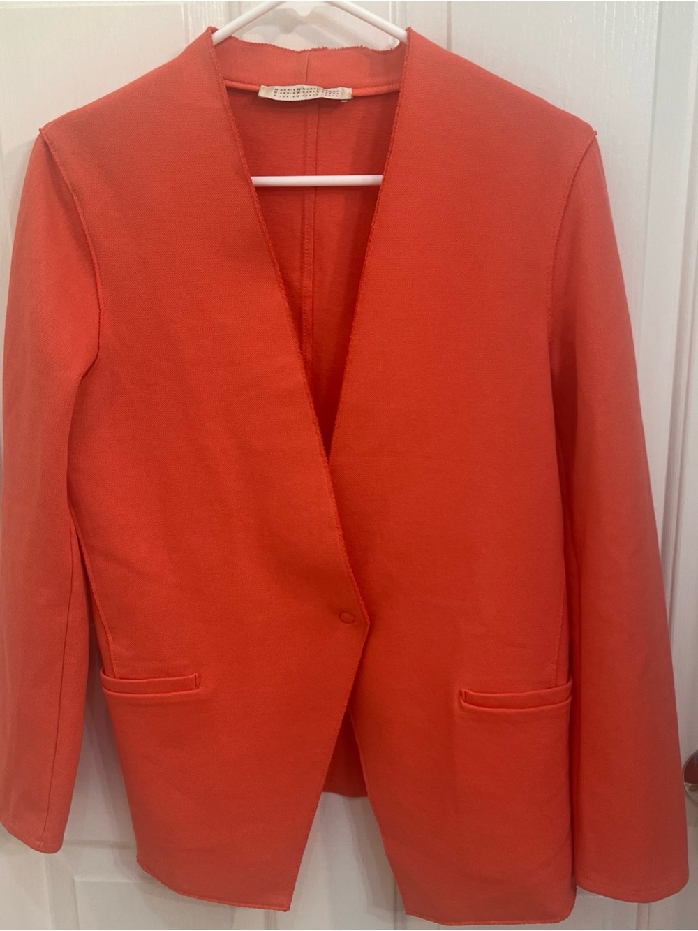 Harris Wharf London Open-Front Women's Blazer Jacket Coral Size 44 Made in Italy